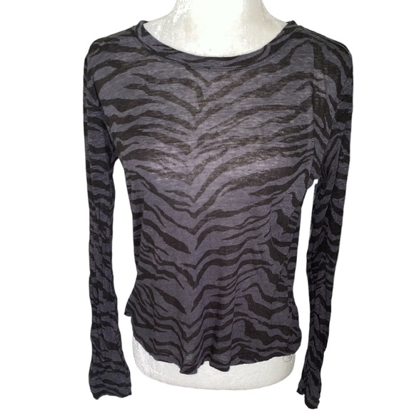 Rails Sully Gray & Black Tiger Striped Print Long Sleeve Tee - XS - Picture 3 of 11